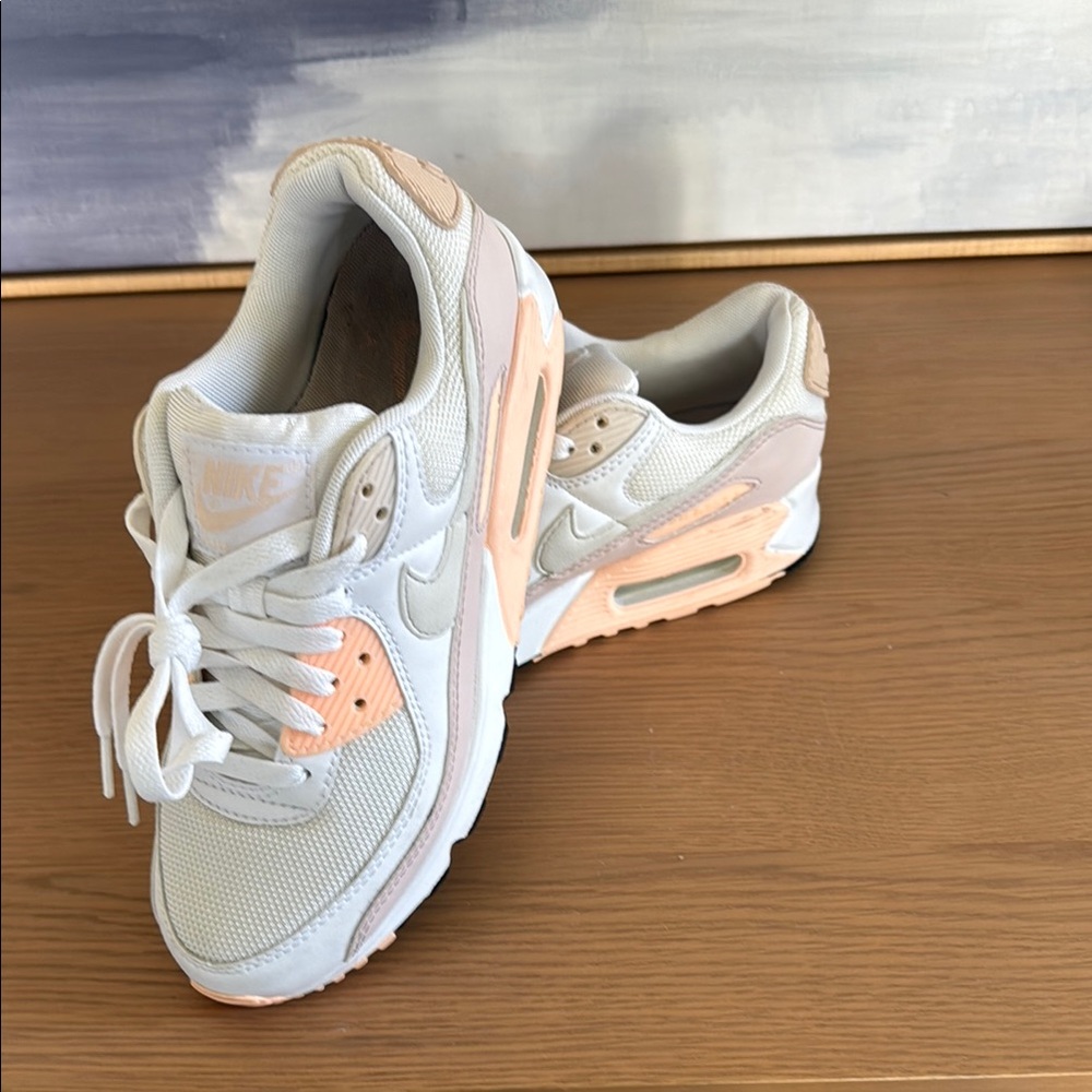 Nike Air Max White and Peach Sneakers